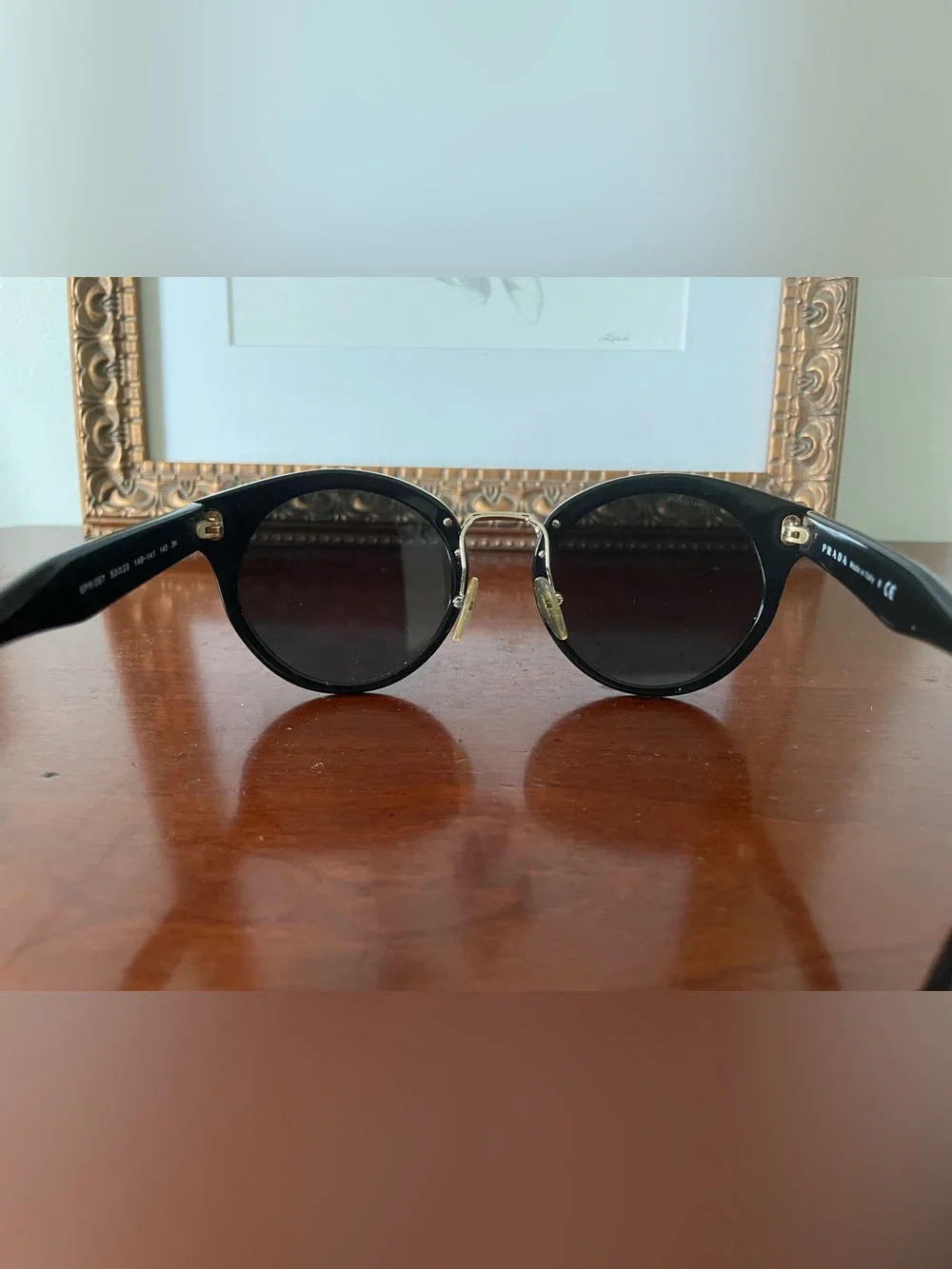 Prada Oversize Round Black Cat Eye Sunglasses (Authentic)